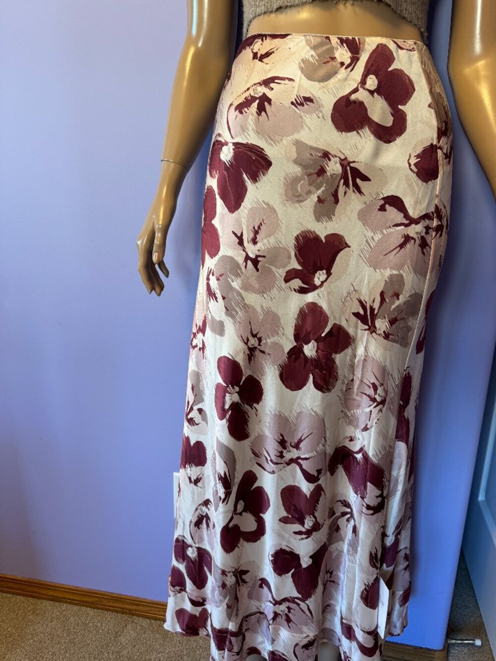 LEE MATHEWS AUSTRALIA Pure Silk ROSES FLOWING MIDI SKIRT NWT SIZE XL 14